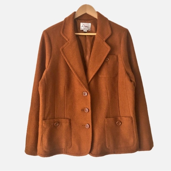 Linea by Louis Dell’Olio Rust Wool Blend Button Up Blazer w/ Pockets Size Large - Picture 11 of 11
